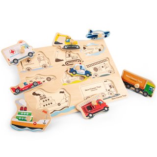 New Classic Toys - Steckpuzzle - Transport - 8 Stück